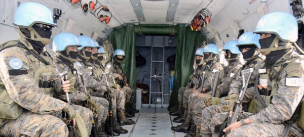A contingent of UN peacekeepers from Guatemala flies by helicopter on mission in the Democratic Republic of the Congo. — courtesy MONUSCO