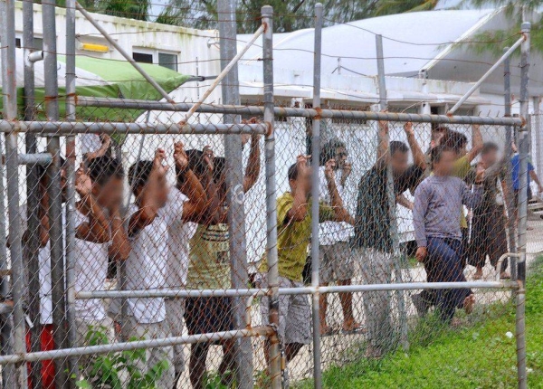This file picture taken in 2014 shows asylum seekers at Australia's Manus Island detention center.