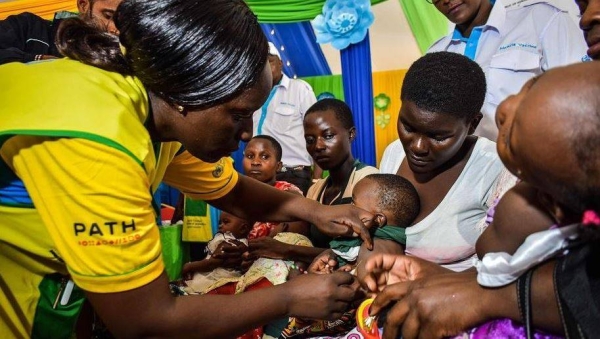 A health worker vaccinates a child against malaria in Ndhiwa, Homabay County, western Kenya on Sept. 13, 2019 during the launch of malaria vaccine in Kenya. According to the World Health Organization, the vaccine (Mosquirix) vaccine could play a major role in the struggle to eradicate malaria deaths. — courtesy photo