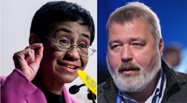 Nobel Peace Prize winners Maria Ressa and Dmitry Muratov.