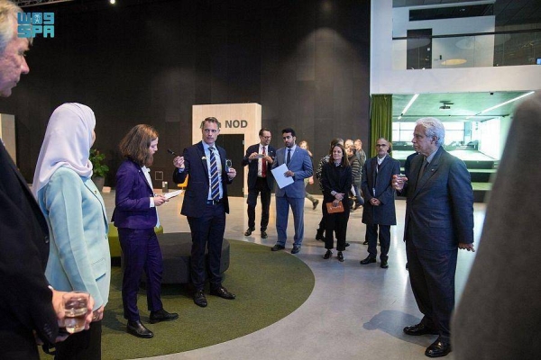 Minister of Commerce Dr. Majid bin Abdullah Al-Qasabi is briefed on the key aspects of a project he visited in Sweden on Friday.