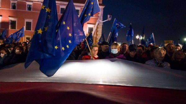 Organizers said some 100,000 demonstrators took part in Warsaw's protest alone.