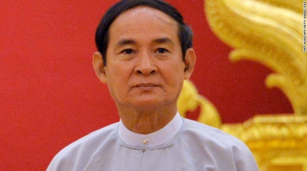 Myanmar's ousted President Win Myint at the Presidential Palace in Naypyidaw on August 6, 2018.