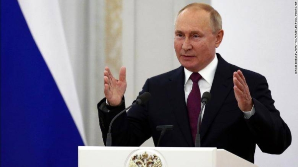 Russian President Vladimir Putin addresses lawmakers of the new convocation of the State Duma in Moscow on Oct. 12, 202