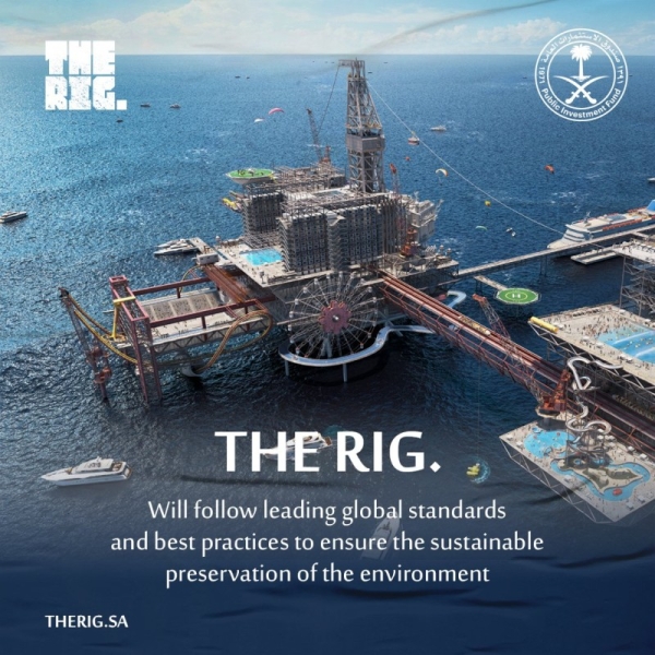 The Public Investment Fund (PIF) announced Saturday the launch of “THE RIG.”, a new tourism project. Inspired by offshore oil platforms, “THE RIG.” will be located in the Arabian Gulf and will span a combined total area of more than 150,000 square meters and provide a multitude of hospitality offerings, adventures, and aquatic sporting experiences.