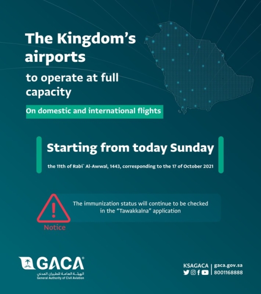 GACA: Airports to operate at full capacity