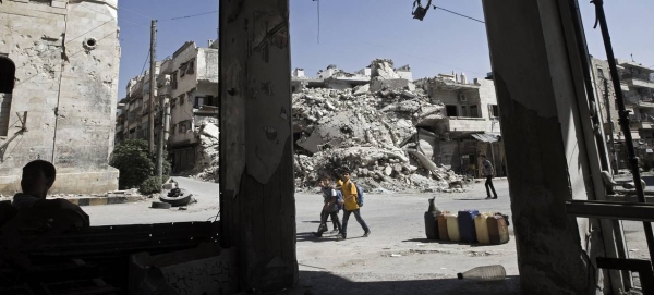 A scene of destruction in Syria's Idlib governorate.