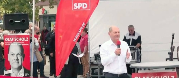 Olaf Scholz of the German Social Democratic party (SPD), seen during campaigning for the German elections, is in coalition negotiations in Berlin, Germany.