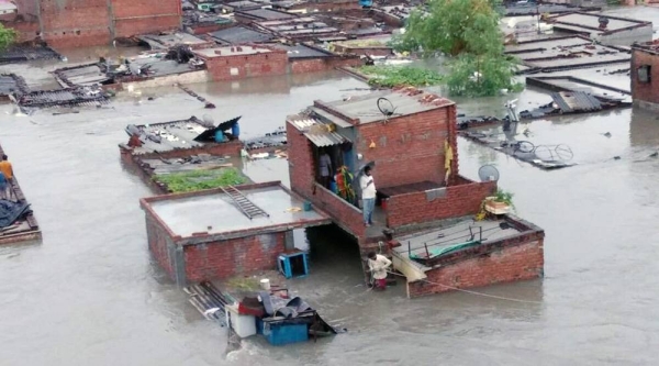A flooded area after heavy rains in Rudrapur in Utarakhand. — courtesy PTI