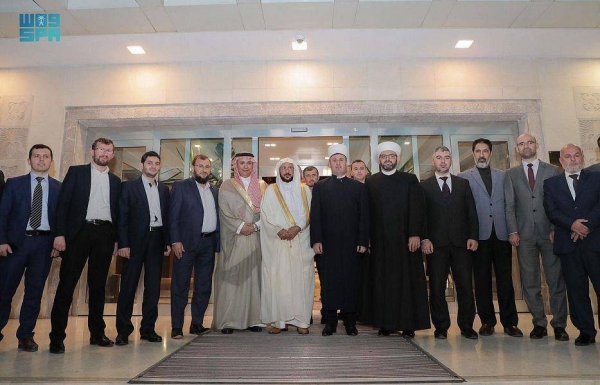 Minister of Islamic Affairs Sheikh Dr. Abdullatif Al Al-Sheikh with Albanian Muslim leaders in Tirana on Monday.