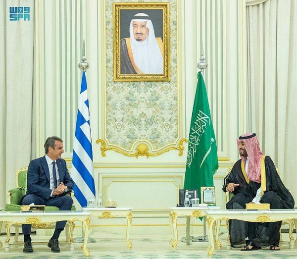 Crown Prince Muhammad Bin Salman, deputy prime minister and minister of defense, met the Prime Minister of the Hellenic Republic (Greece) Kyriakos Mitsotakis on Tuesday and during the meeting they reviewed the historic bilateral relations between the two countries as well as joint cooperation and means to support it in all fields.