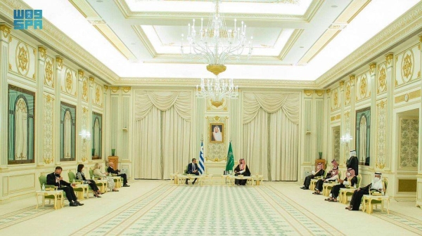 Crown Prince Muhammad Bin Salman, deputy prime minister and minister of defense, met the Prime Minister of the Hellenic Republic (Greece) Kyriakos Mitsotakis on Tuesday and during the meeting they reviewed the historic bilateral relations between the two countries as well as joint cooperation and means to support it in all fields.