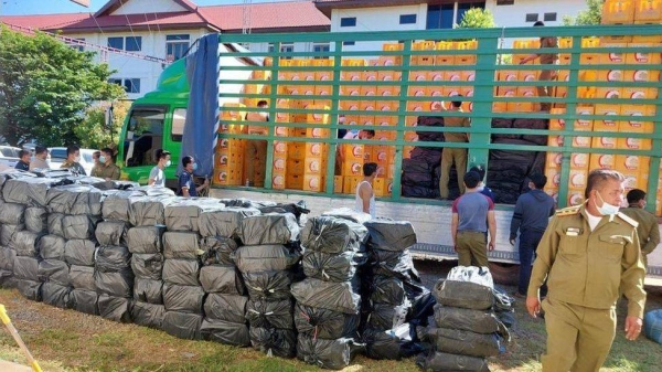 Drugs seized in the record bust at Bokeo, Laos. The area has a long history of being a major drug-producing hotspot.