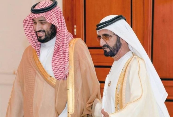 File photo of Crown Prince Muhammad Bin Salman and Sheikh Mohammed Bin Rashid Al Maktoum