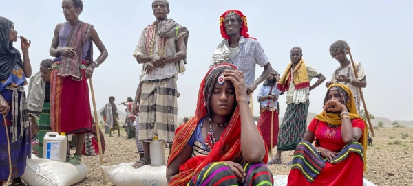 Food is distributed to people in the Afar region of Ethiopia.
