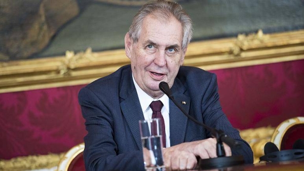 Czech President Milos Zeman addresses the media in April 2019. (File)