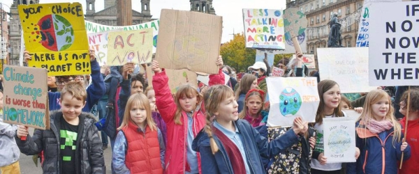 Young climate activists take part in demonstrations at the COP26 Climate Conference in Glasgow, Scotland. — courtesy UN News/Laura Quiñones