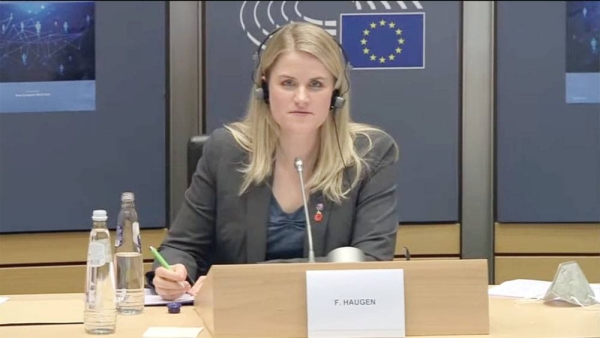 Frances Haugen, the Facebook whistleblower who exposed the company's alleged inaction to fight misinformation and hate speech, urges European lawmakers to seize a 