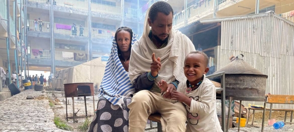 A family from Samre, in southwestern Tigray, walked for two days to reach a camp for displaced people in Mekelle.