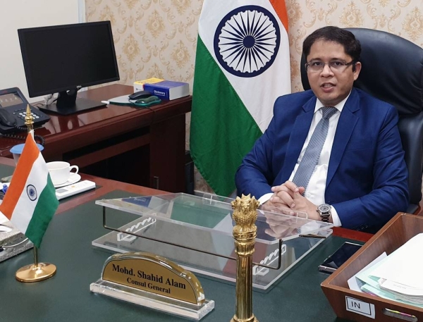 Indian Consul General Mohammed Shahid Alam speaking to Saudi Gazette. — SG photo