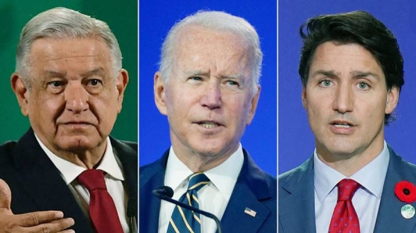Combo picture of Mexican President Andres Manuel Lopez Obrador, left, American President Joe Biden and Canadian Prime Minister Justin Trudeau to participate in the NALS on Nov. 18, the White House announced Wednesday. — courtesy photo