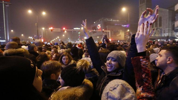 Young Bosnians during New Year celebrations in Sarajevo.