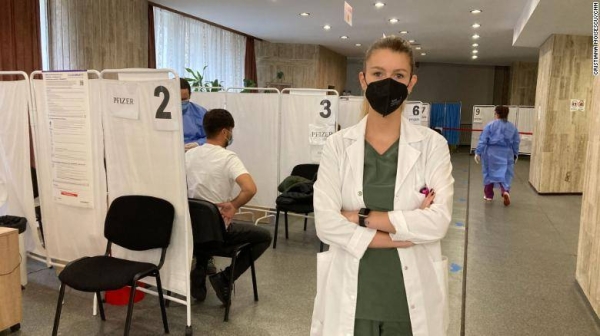Dr. Alexandra Munteanu, pictured at the Palatul Copiilor vaccination center in Bucharest on November 16, is ready to vaccinate as many people as needed — if only they would come.