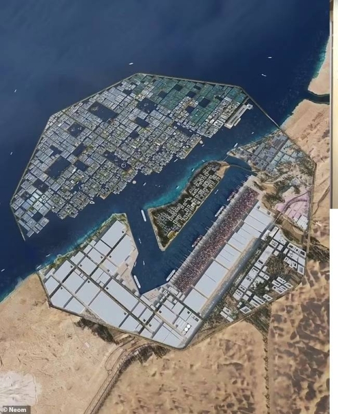 Oxagon, the flagship project of Crown Prince Mohammed bin Salman, is a planned industrial city near Saudi Arabia's borders with Jordan and Egypt.