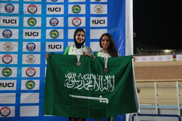 The Saudi female's cycling team won its first Arab medal, a bronze medal, in the Arab Track Cycling Championship, currently being held in Cairo, Egypt.