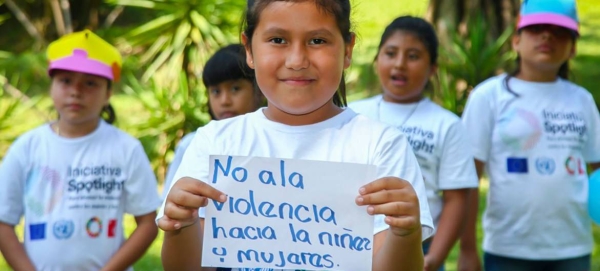 Young girls campaign to end violence against women and girls in El Salvador.
