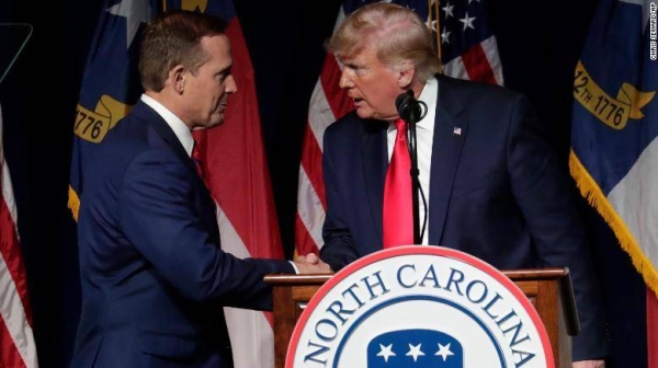 Trump endorsed North Carolina Rep. Ted Budd, left, for the 2022 North Carolina Senate seat.