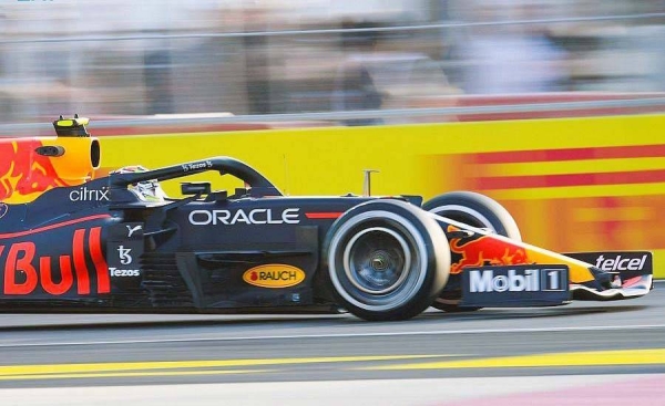 Action during the practice sessions of the Formula 1 STC Saudi Arabian Grand Prix 2021 on Friday evening at Jeddah Corniche Circuit.
