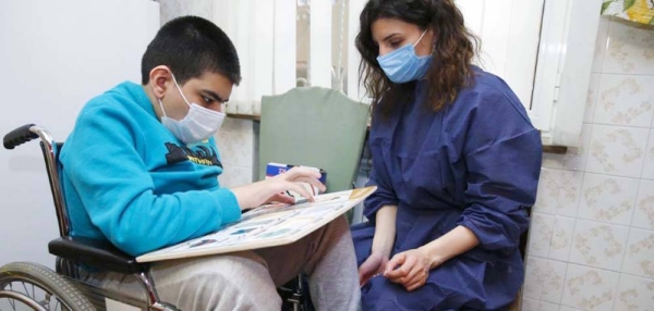 A disabled boy continues his education during the COVID-19 pandemic in Armenia. — courtesy UNICEF/Grigoryan