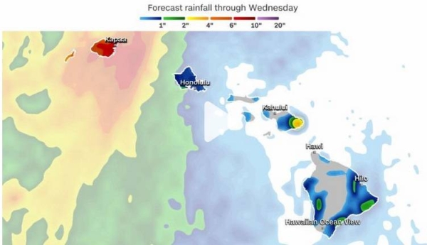 The western Hawaiian Islands are under a flood watch through Tuesday afternoon.