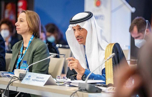 Minister of Tourism Ahmed Al-Khateeb speaking in the 24th session of the General Assembly of the United Nations World Tourism Organization (UNWTO), which was held in Madrid.