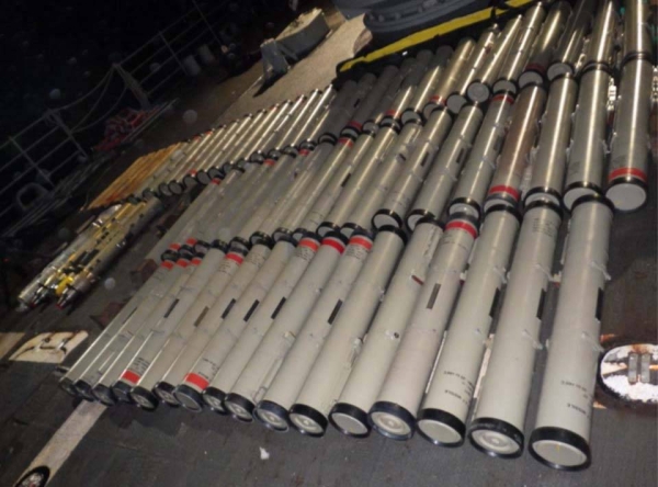 The US Department of Justice announced in a statement on Wednesday that it has seized  two large caches of Iranian arms in the Arabian Sea destined for Houthi militants in Yemen. 