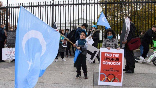 Anti-China protesters outside the White House last month.