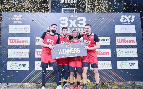 Deputy Minister of Sports Badr Bin Abdurrahman Al-Qadi crowned Serbian Liman team with the trophy of the first place for 3x3 Basketball World Tour Finals Cup 2021, which concluded Saturday in King Abdullah Economic City in Jeddah.