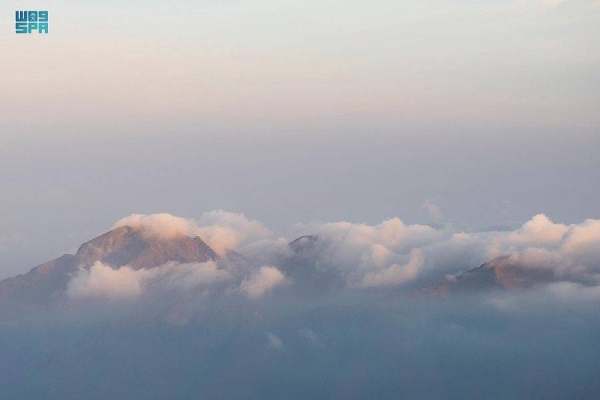 Spectacular view of fog embracing skies of Hada and Shafa in Taif