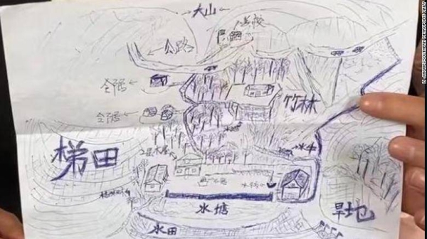 Li Jingwei used this map drawn from memory to relocate his biological parents.