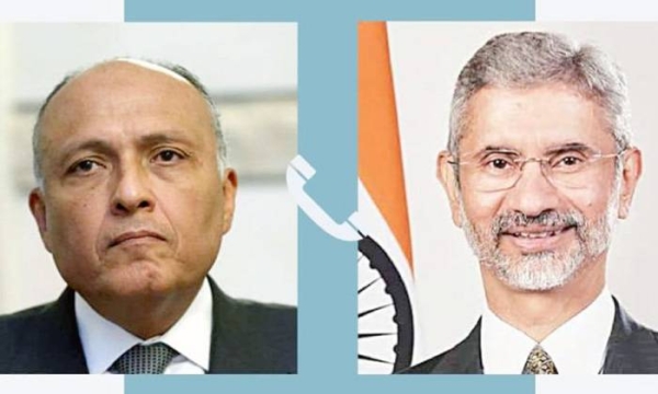 Egyptian Foreign Minister Sameh Shoukry and Indian External Affairs Minister S. Jaishankar,
