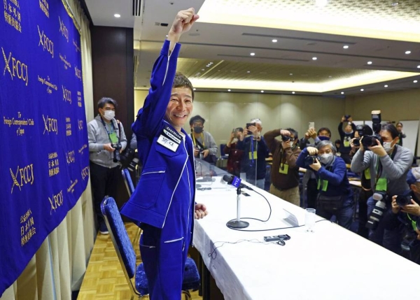 Billionaire entrepreneur Yusaku Maezawa attends a press conference at the Foreign Correspondents' Club of Japan in Tokyo on Friday. Maezawa spent nearly two weeks at the ISS in December, making him the first Japanese civilian to stay there. — courtesy Kyodo