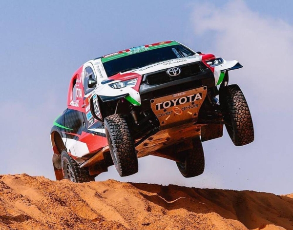 Nasser Al-Attiyah (QAT) for Toyota Gazoo Racing races during stage 3 of Rally Dakar 2022 from Al Artawiyah to Al Qaisumah,Saudi Arabia on Jan. 4, 2022 