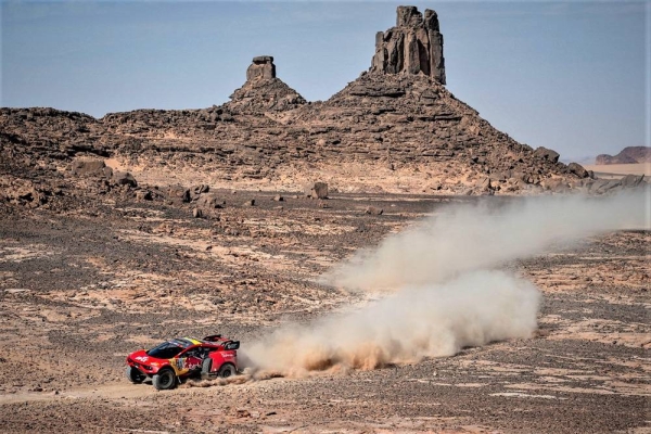 Sebastien Loeb (FRA) of Bahrain Raid Xtreme races during stage 9 of Rally Dakar
2022 around Wadi Ad Dawasir, Saudi Arabia, on  Tuesday.