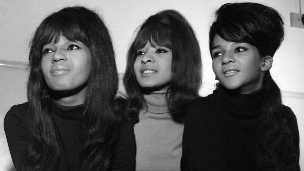 The Ronettes during their UK tour in January 1964. The group includes Veronica Bennett (Ronnie Spector), Estelle Bennett and Nedra Talley.

