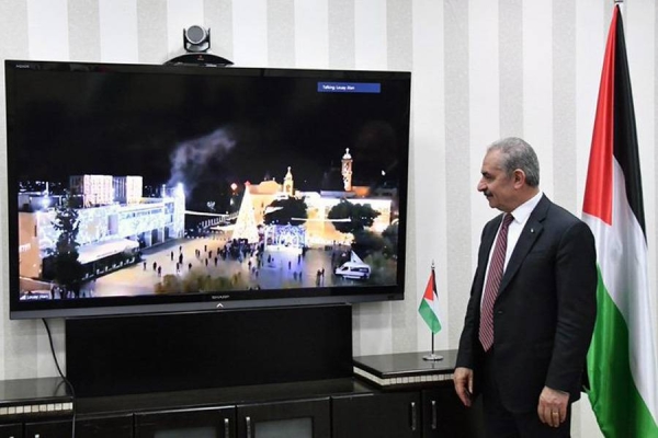 Palestinian Prime Minister Mohammed Shtayyeh, seen in this file photo, called on the US administration to put pressure on Israel in order to halt building settlements, and urged for re-opening the US Consulate in Jerusalem.