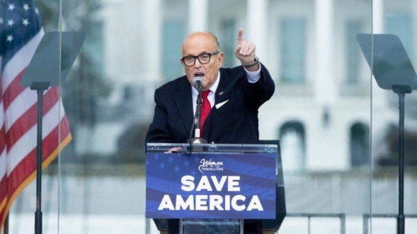 Rudy Giuliani speaking to the crowd on January 6.