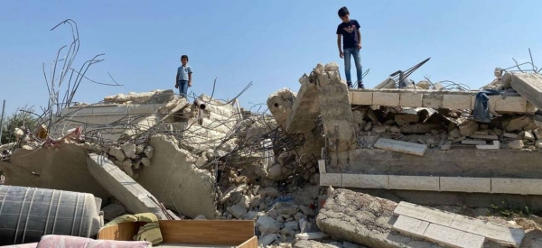 A demolished home in Beit Sira village, Ramallah, in the central West Bank.