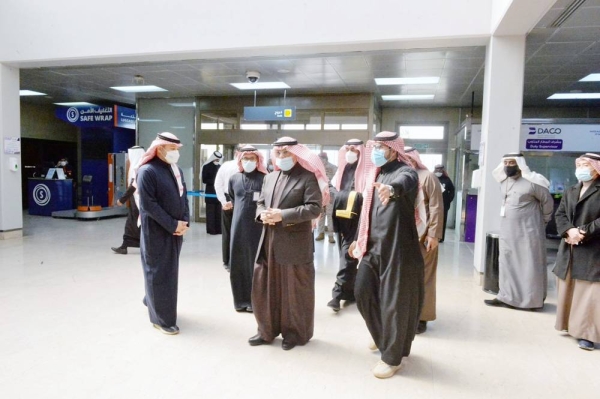 GACA President Abdulaziz Bin Abdullah Al-Duailej inspects the project to expand the arrival and departure terminals at Hafar Al-Batin Airport in Qaisumah.