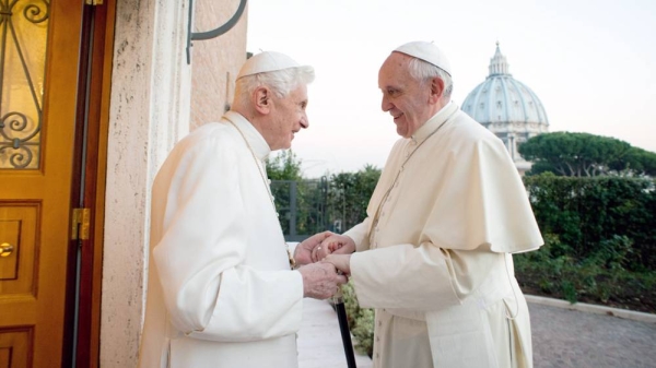Pope Francis and Pope Benedict XVI in the file photo.